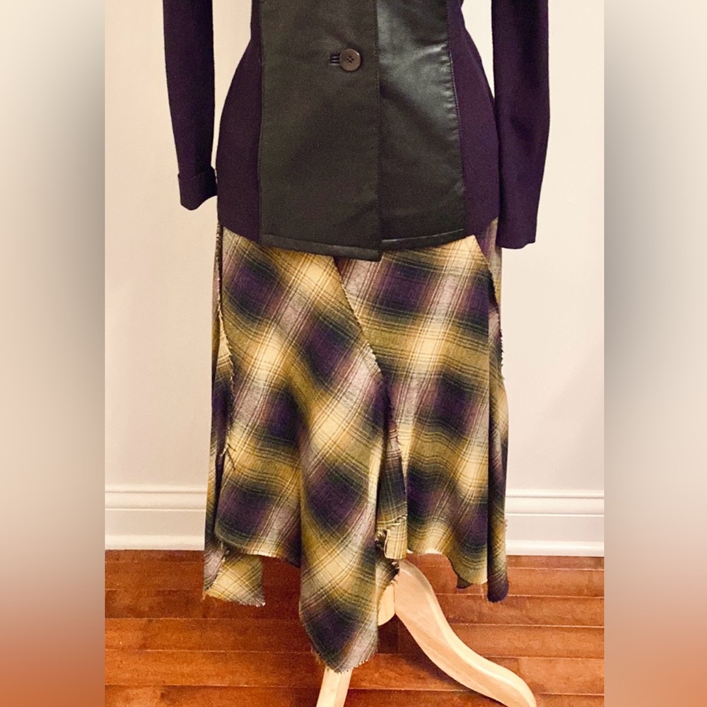 Anne Klein VTG 90s Black Leather Purple SZ 4P Whimsigoth Dark Academia Skirt Set - Picture 3 of 16